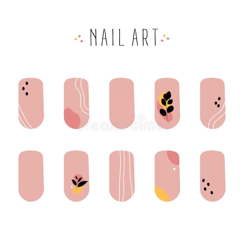 Nail Stickers Set Manicure Nail Art Collection Printable Decorative Elements For Female Fingers Stock Vector Illustration Of Feminine Ornament 88894266