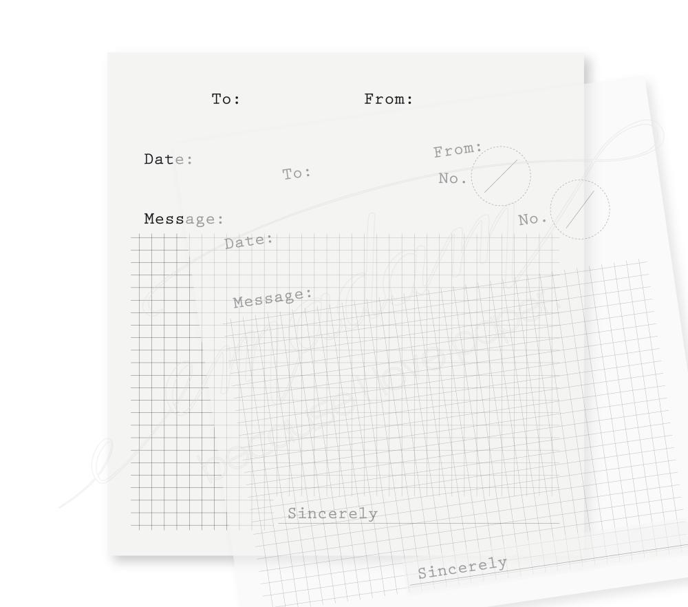 Note Sheets To From Message Black Grid On Transparent Paper Extraordinary Stationery