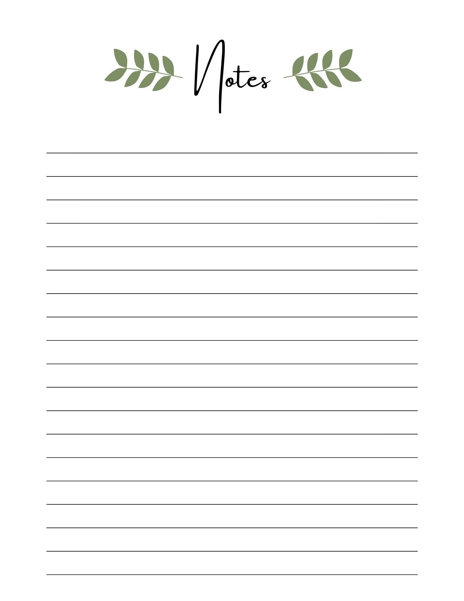 Notes Page Printable Printable Page For Notes Lined Note Paper Lined Notepad Paper Etsy