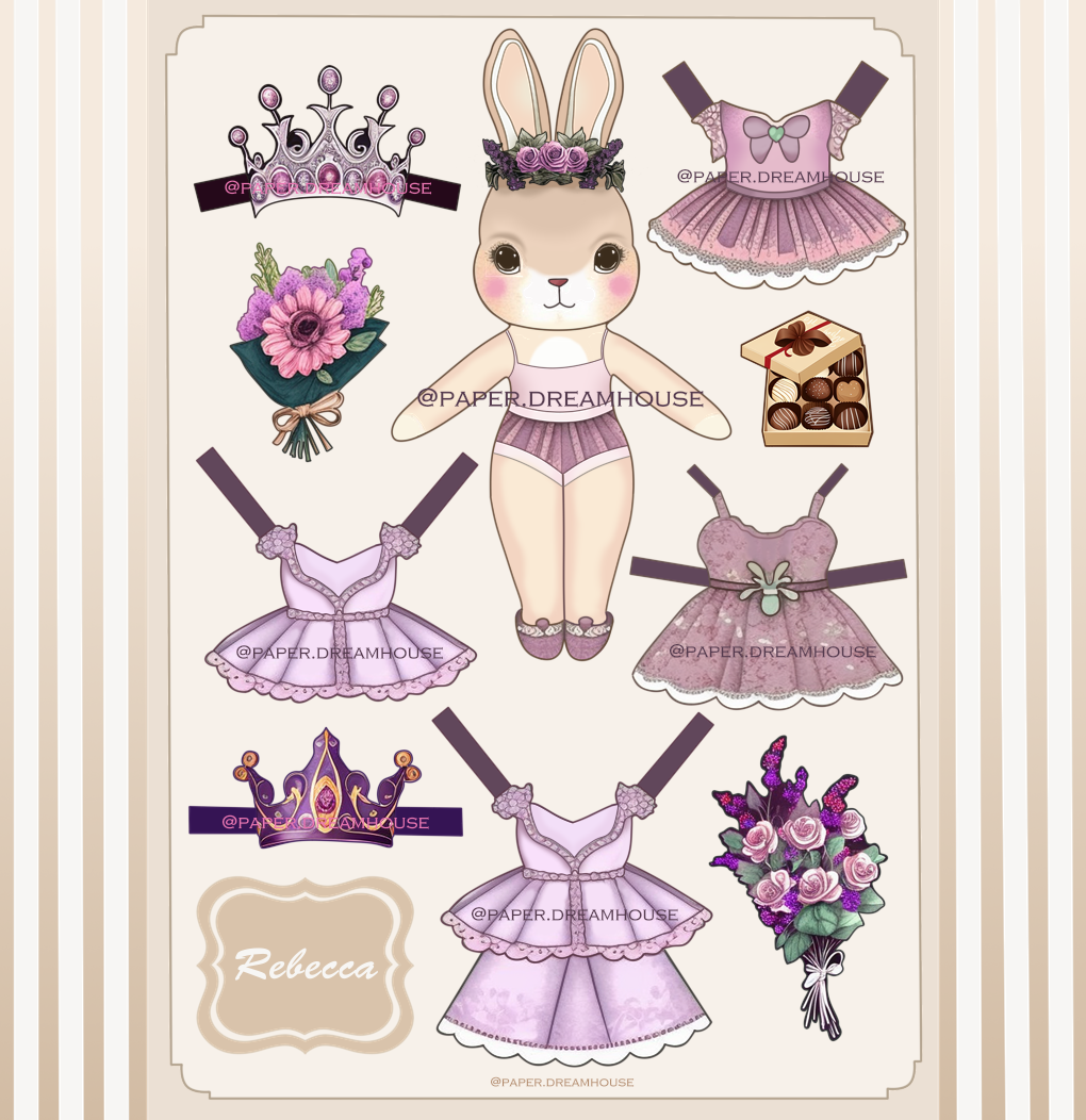 OPEN Rebecca Bunny Paper Doll Cut And Play By Aleks Cat Fur Affinity dot Net