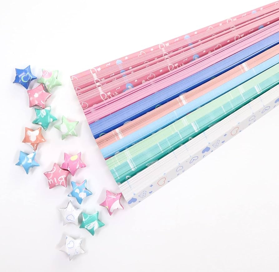 Origami Star Paper Strips Cute 8 Vivid Colours Lucky Star Paper Strips Folding Paper Strips Origami Paper Strips For Crafts Decoration Heart Shape 400 Sheets Amazon de Home Kitchen