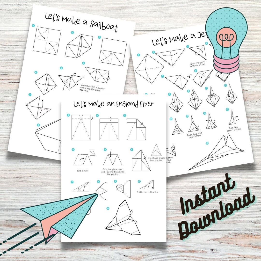 Paper Airplane Printable Pages Paper Airplane PDF Instant Download Etsy