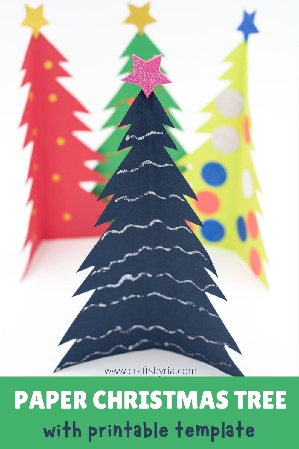 Paper Christmas Tree Craft For Kids Printable Template Crafts By Ria