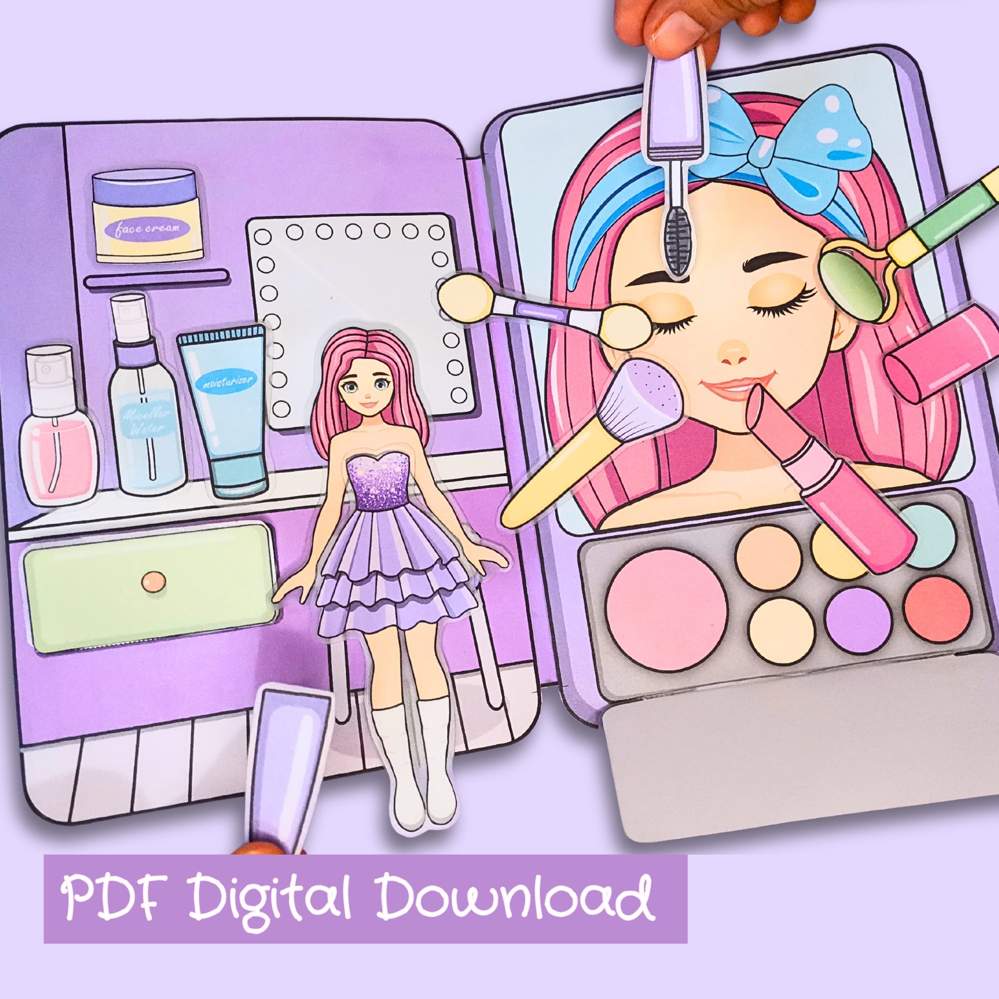 Paper Doll Makeup Kit Printable DIY Paper Doll House Quiet Book Etsy