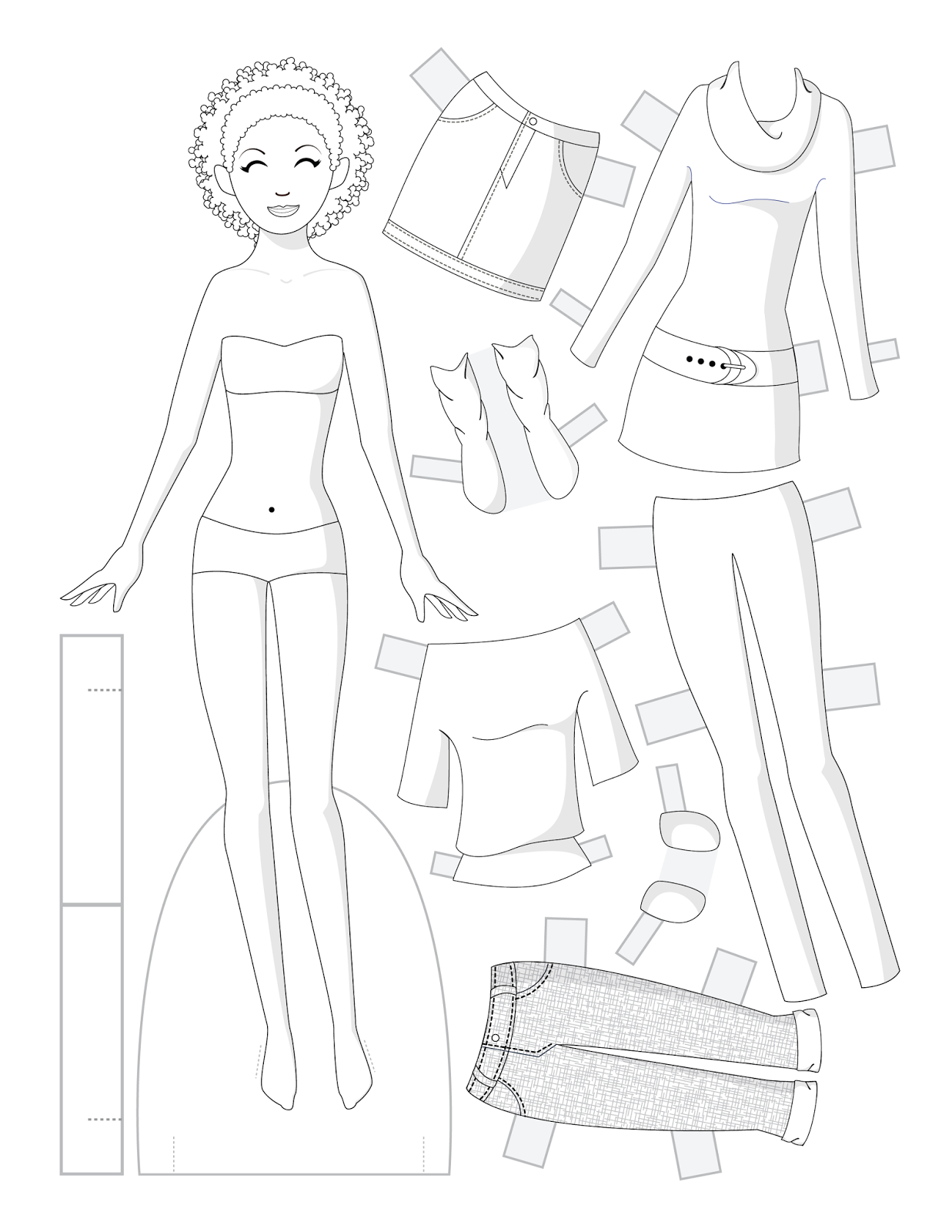 Paper Doll Printable Black And White