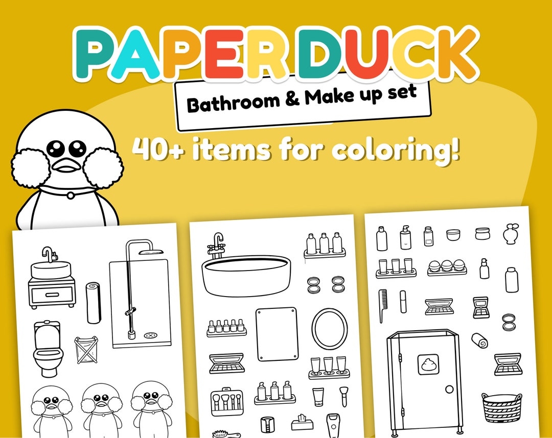 Paper Duck Printable Set For Coloring Bathroom Make Up And Skin Care Bundle Ready For Instant Download And Print 40 Items Etsy