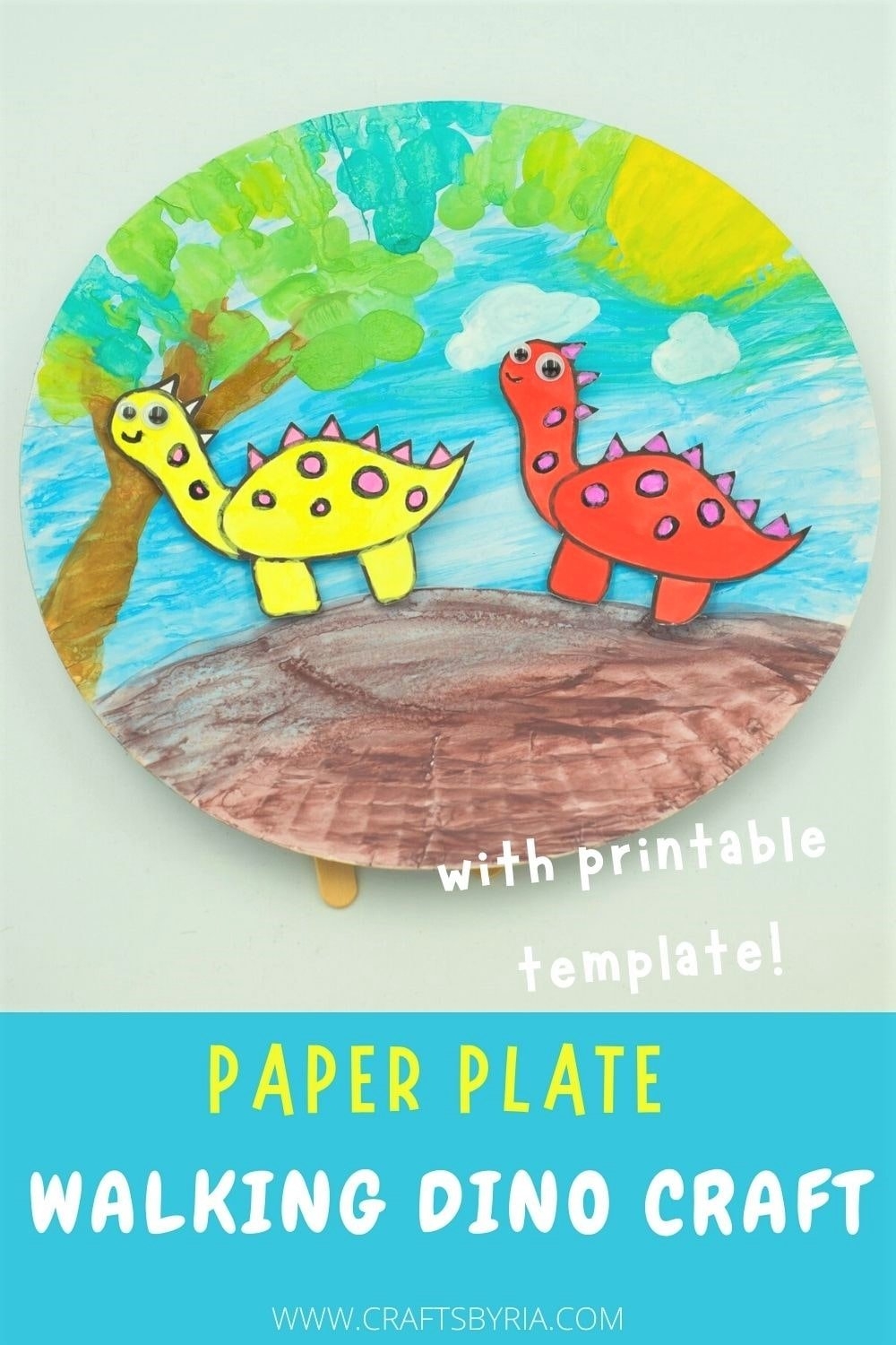 Paper Plate Dinosaur Craft Free Walking Dino Template Crafts By Ria