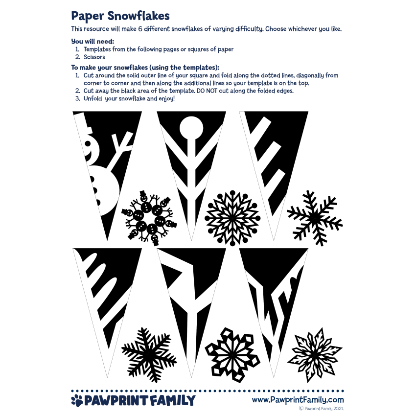 Paper Snowflakes Pawprint Family