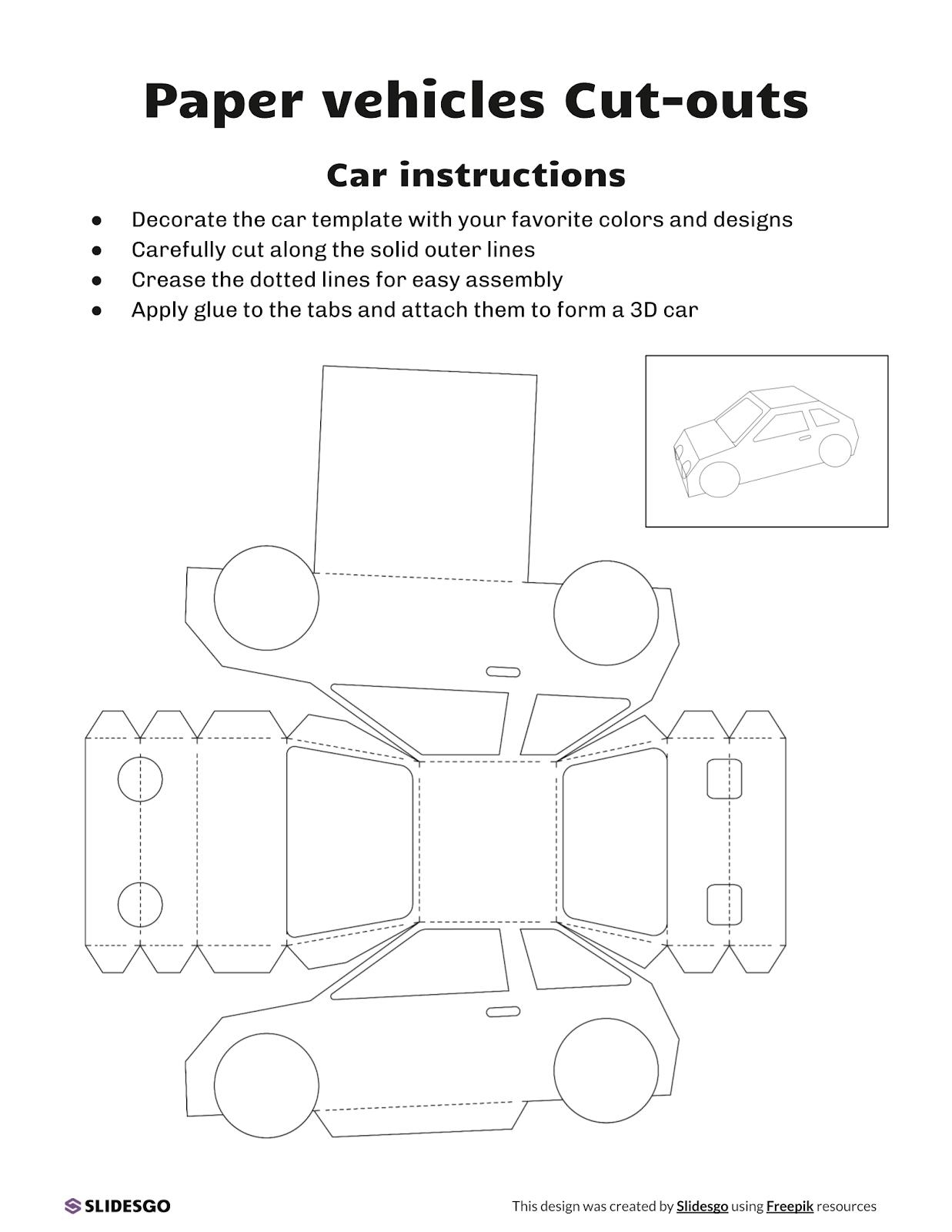 Paper Vehicles Cut outs Template