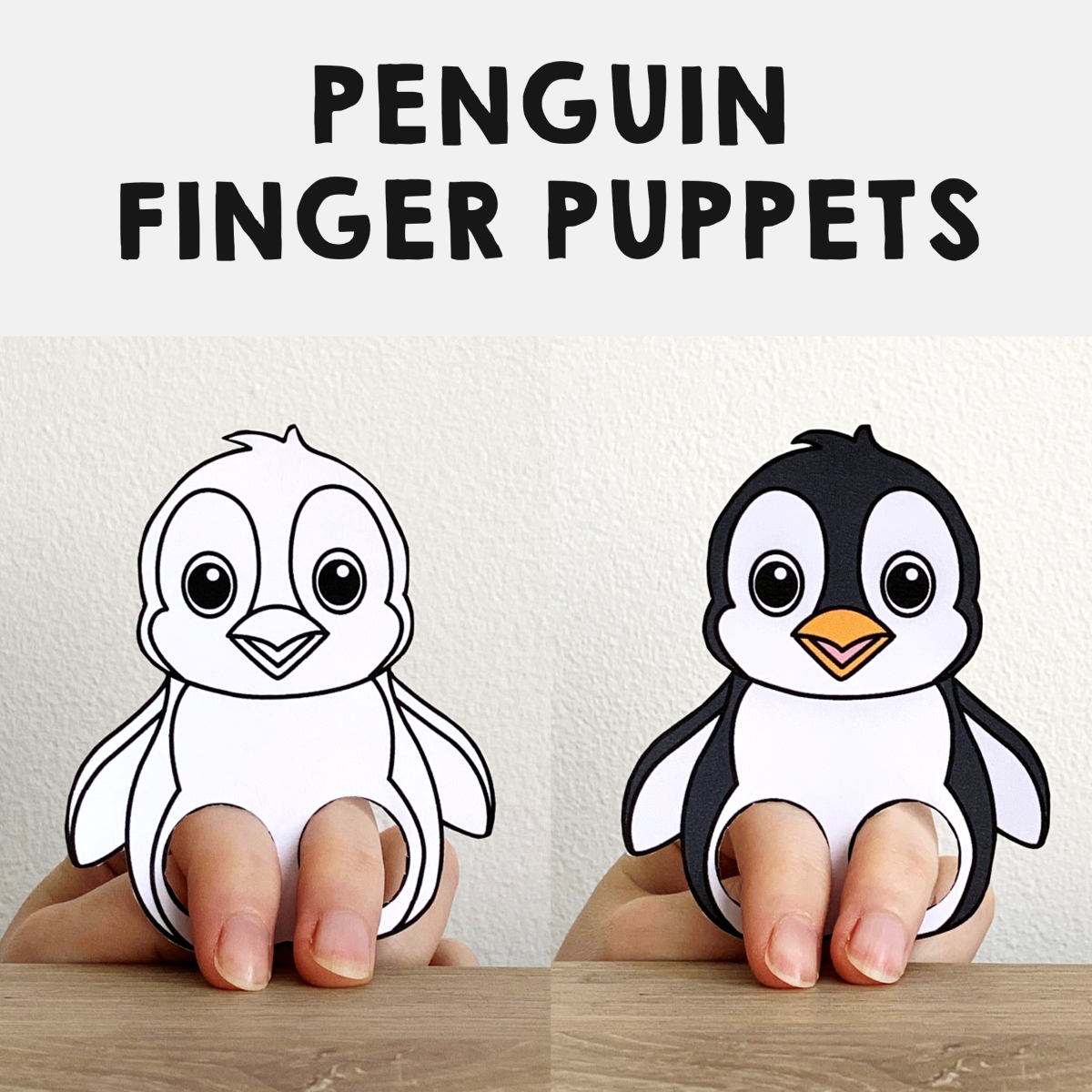 Penguin Finger Puppet Printable Arctic Animal Coloring Paper Craft Activity Made By Teachers