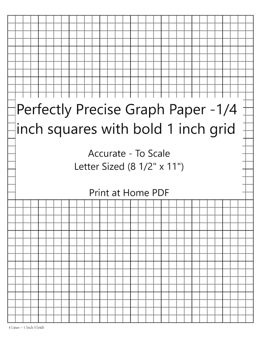 Perfectly Scaled And Precise Printable Graph Paper 4 4 1 4 Inch With 1 Inch Grid Etsy