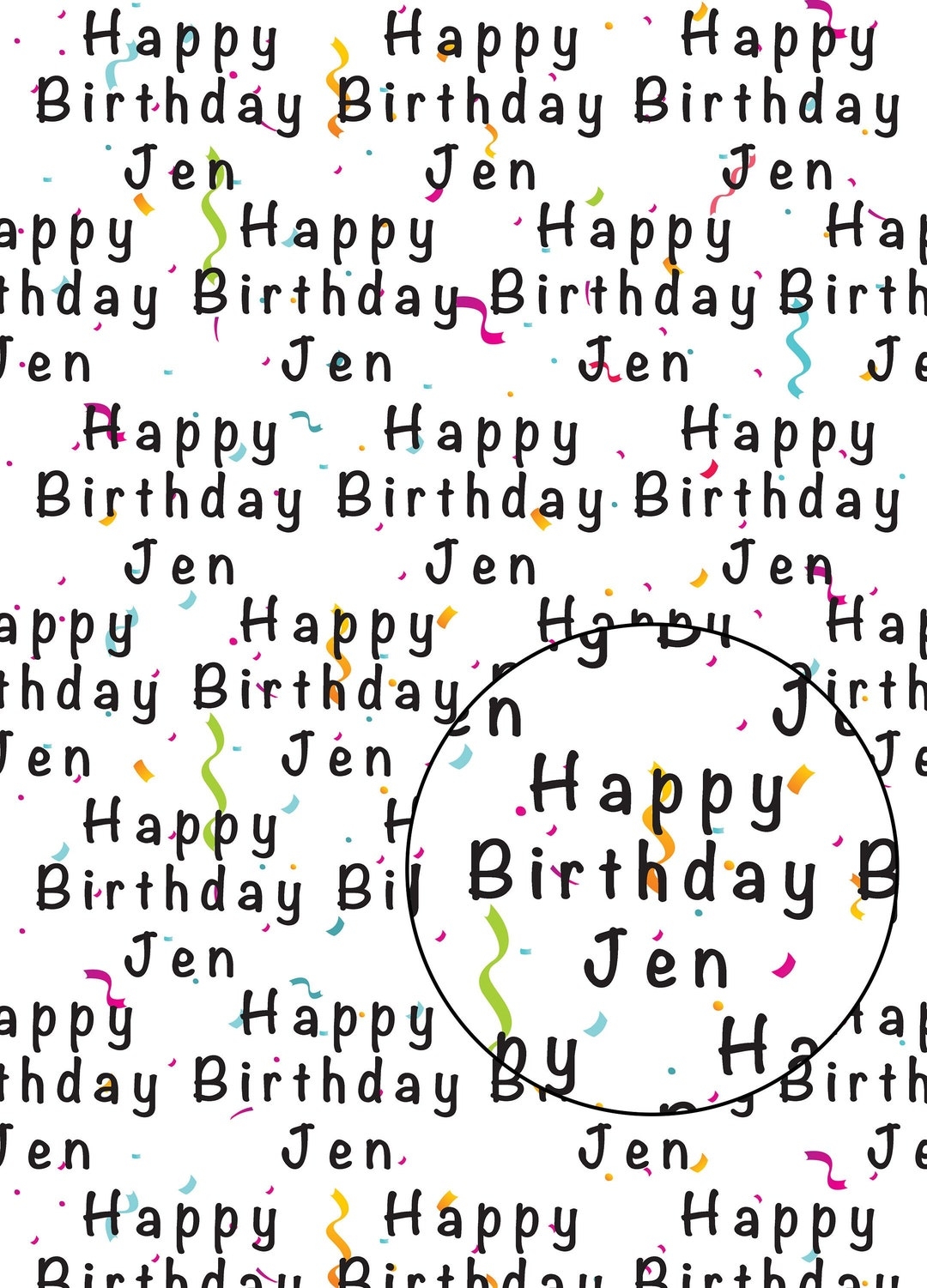 Personalised Birthday Wrapping Paper Happy Birthday Confetti Gift Wrap Etsy Hong Kong