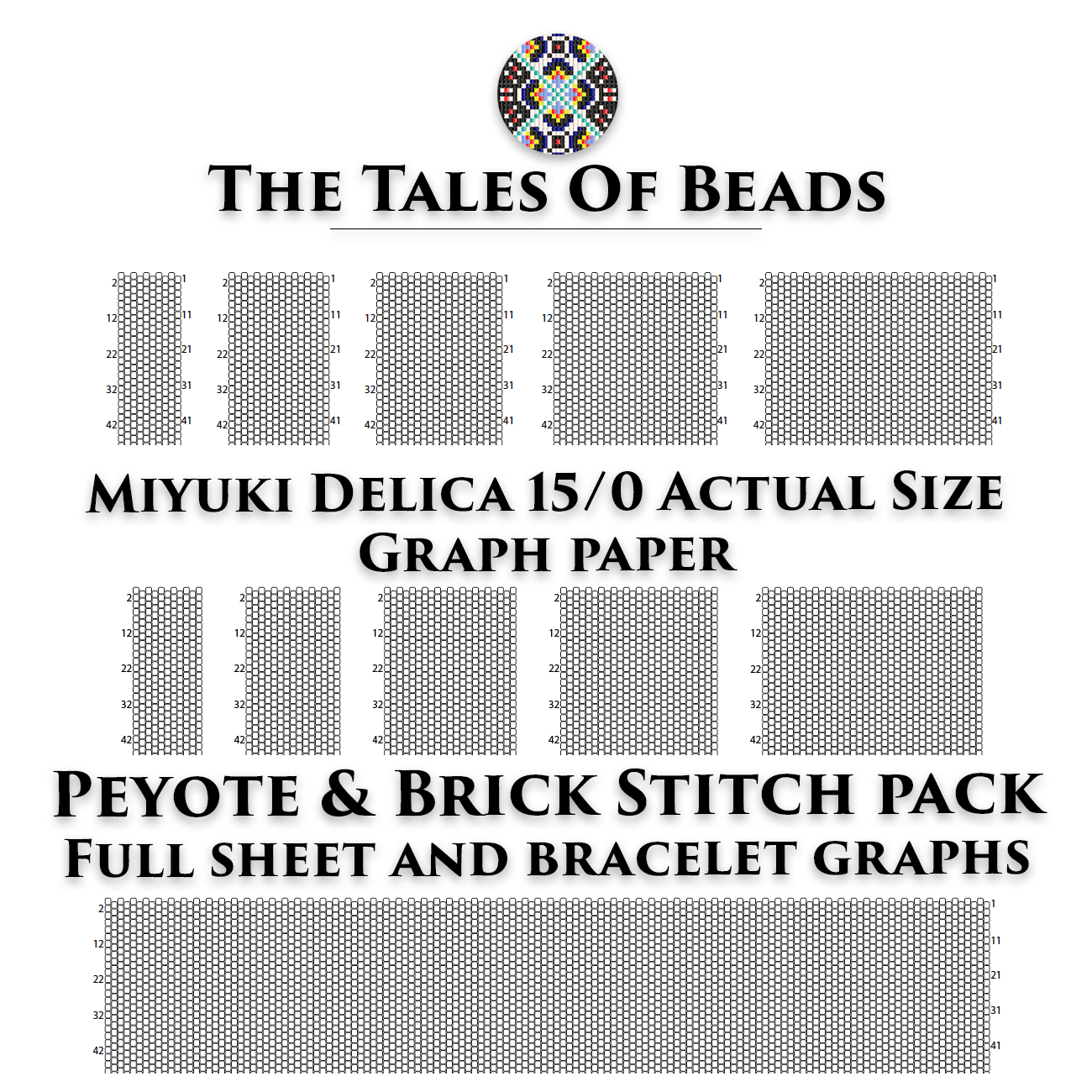 Peyote And Brick Stitch Graph Paper Miyuki Delica 15 0 Actual Size Seed Bead Graph Paper Crealandia