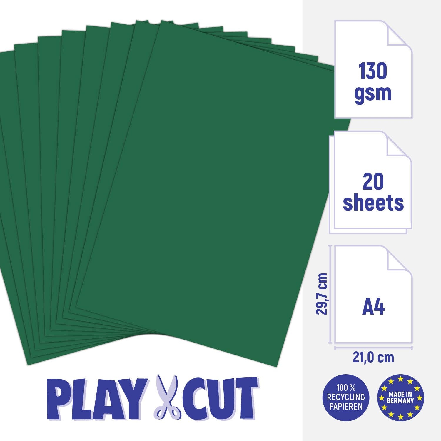 PLAY CUT Coloured Paper A4 Pine Green 130 G m 20 Sheets Of DIN A4