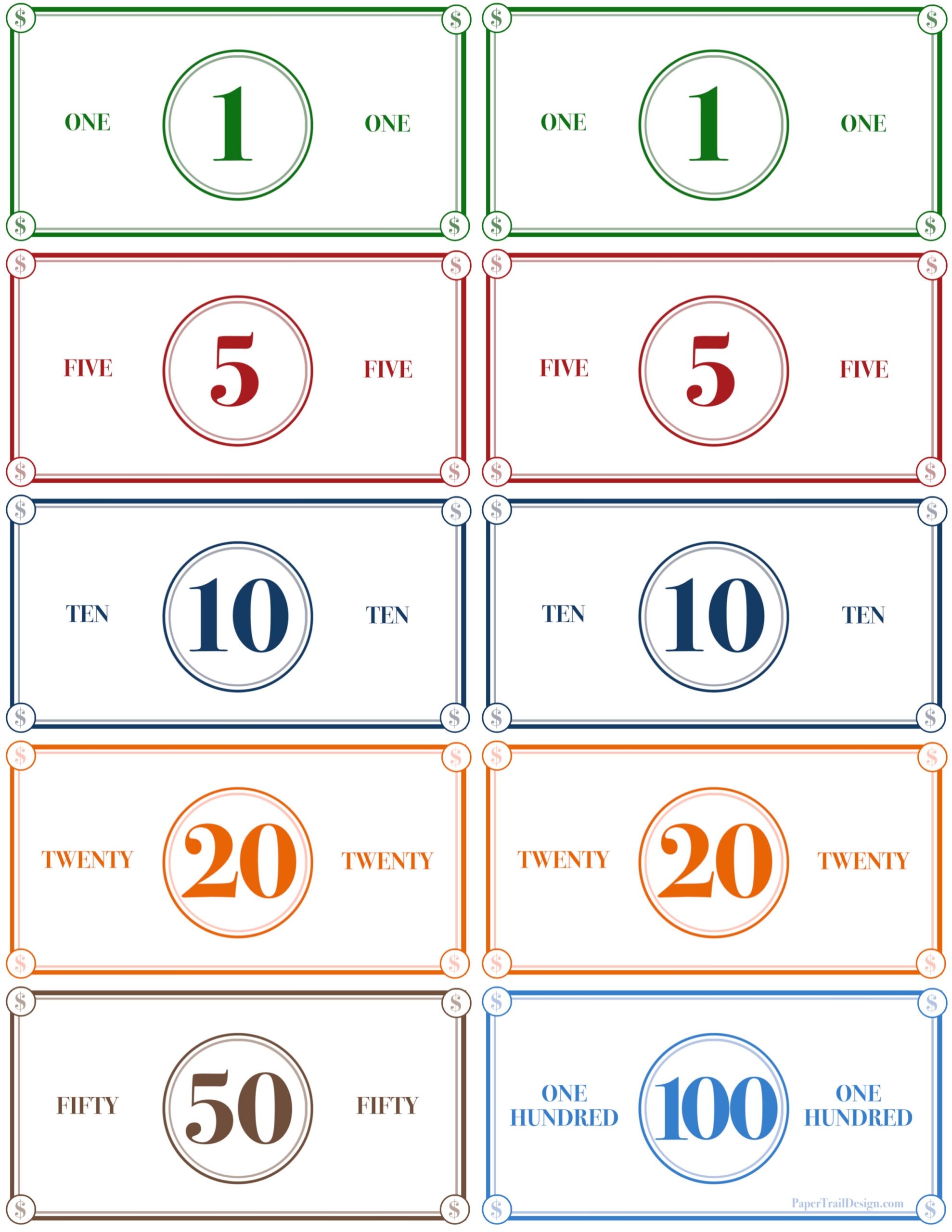 Play Money Printable Paper Trail Design Worksheets Library