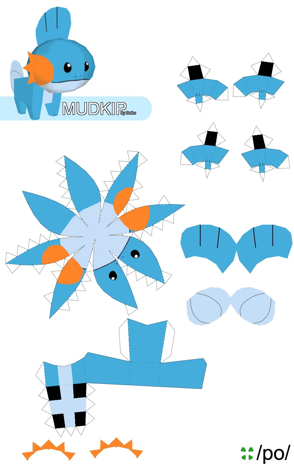 Pokemon Papercraft Pokeball Easy Pokemon Papercraft Mudkip Cakepins Printable Papercrafts Printable Papercrafts