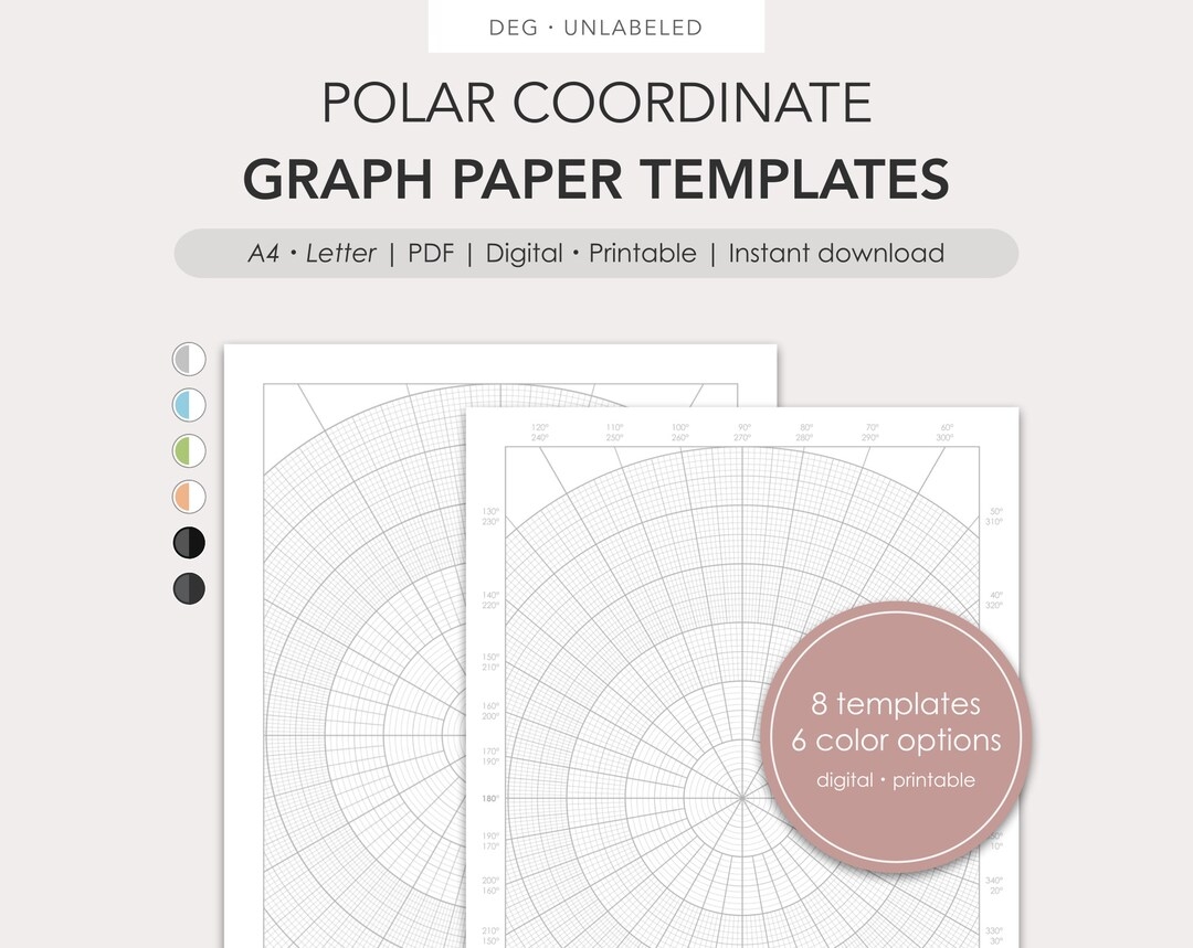 Polar Graph Paper Templates PDF Digital Printable Etsy