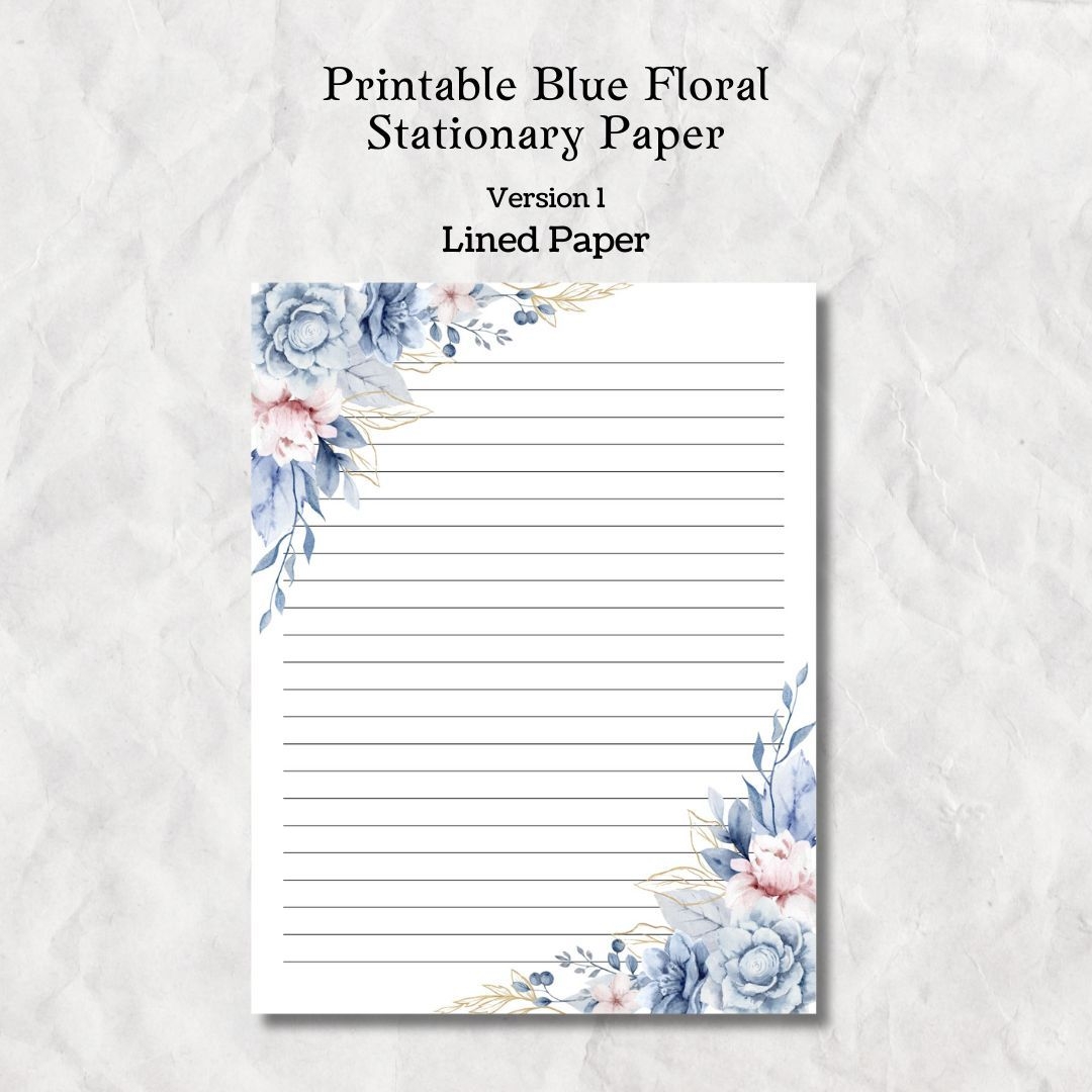 Printable Blue Floral Stationery Paper By Audreymakes Raket PH