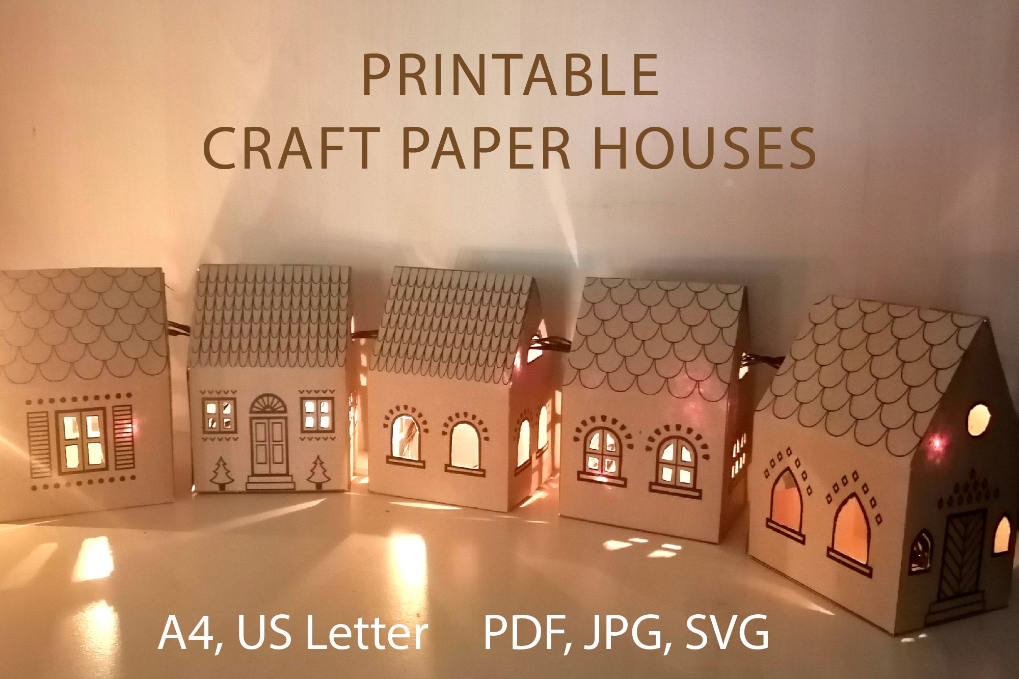 Printable Craft Paper House 3D Template Paper Cut House SVG