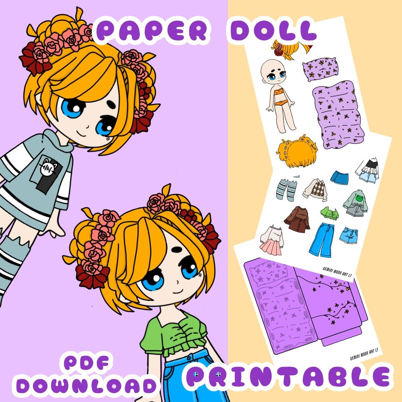 Printable Gacha Paper Dolls Dress Up Printable Activities For Kids Paper Crafts For Kids Instant Digital Download Etsy