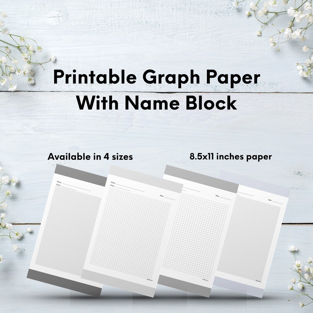 Printable Graph Paper With Name Block 4 Sizes Graph Paper Printable Etsy