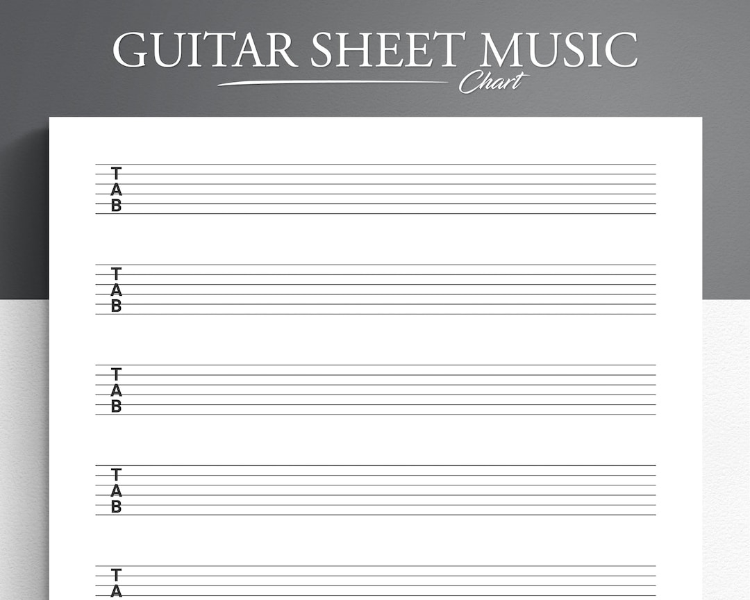 Printable Guitar Tab Paper For US Letter And A4 Blank Guitar Tab Printable Guitar Tablature Paper Blank Guitar Music Paper Etsy UK