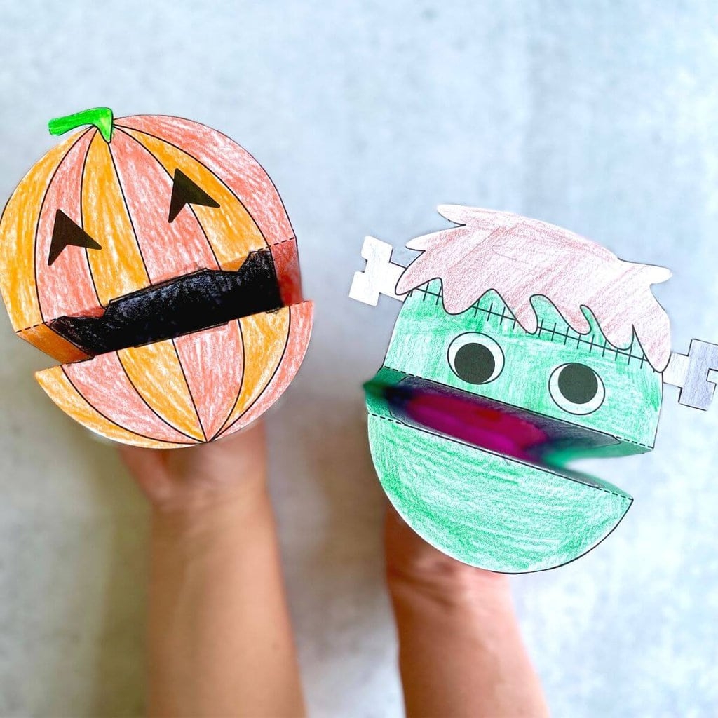 Printable Halloween Puppets Easy Halloween Coloring Crafts CubeForTeachers Cube For Teachers
