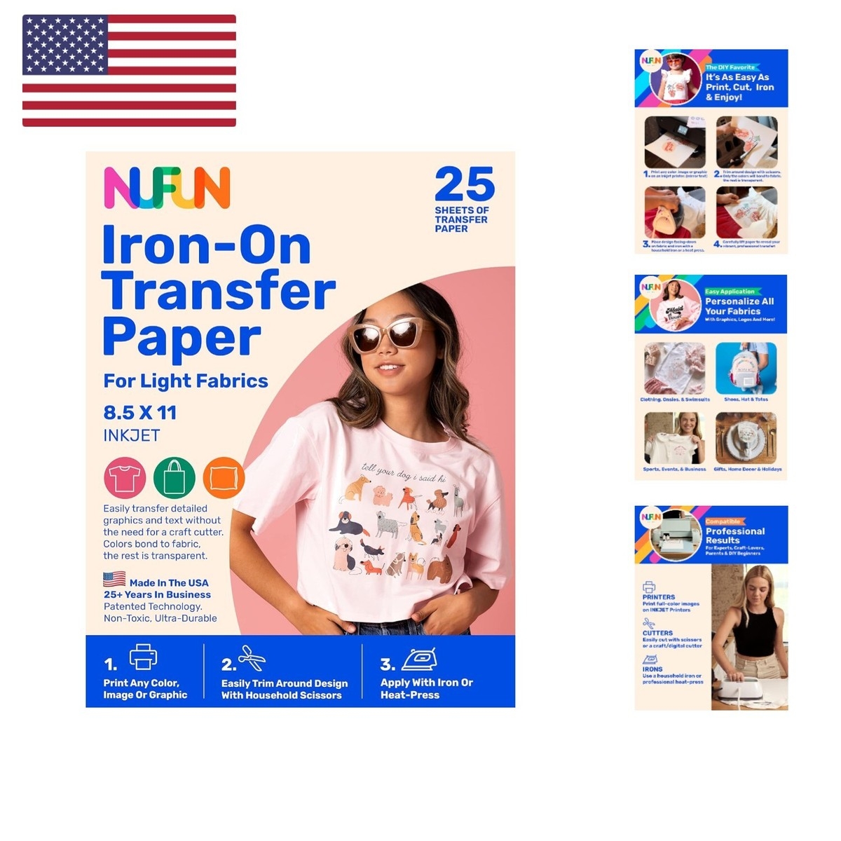Printable Iron on Heat Transfer Paper For T Shirts Light Fabrics 25 Sheets EBay
