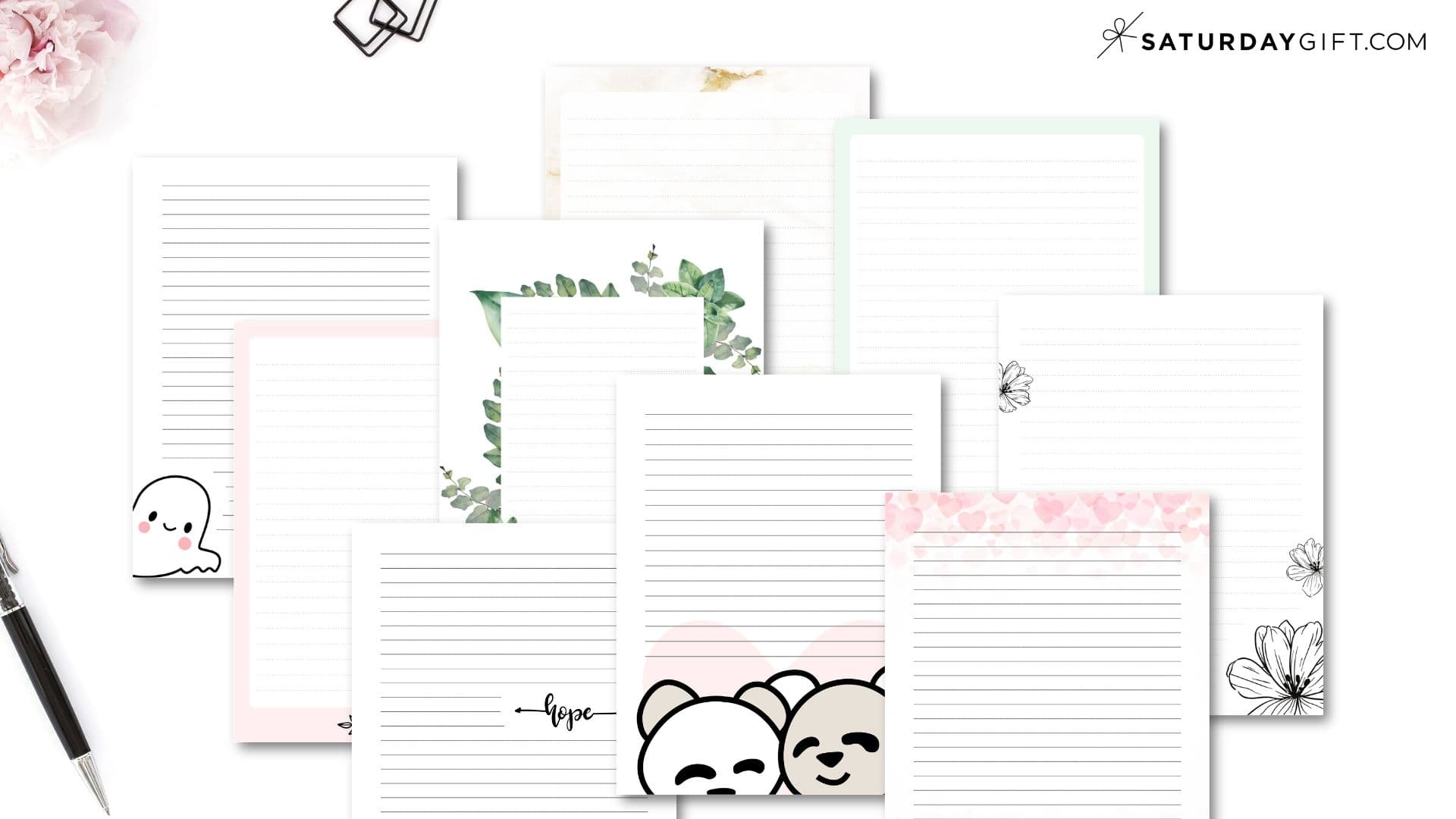 Printable Letter Paper 37 Cute Decorative Writing Papers SaturdayGift