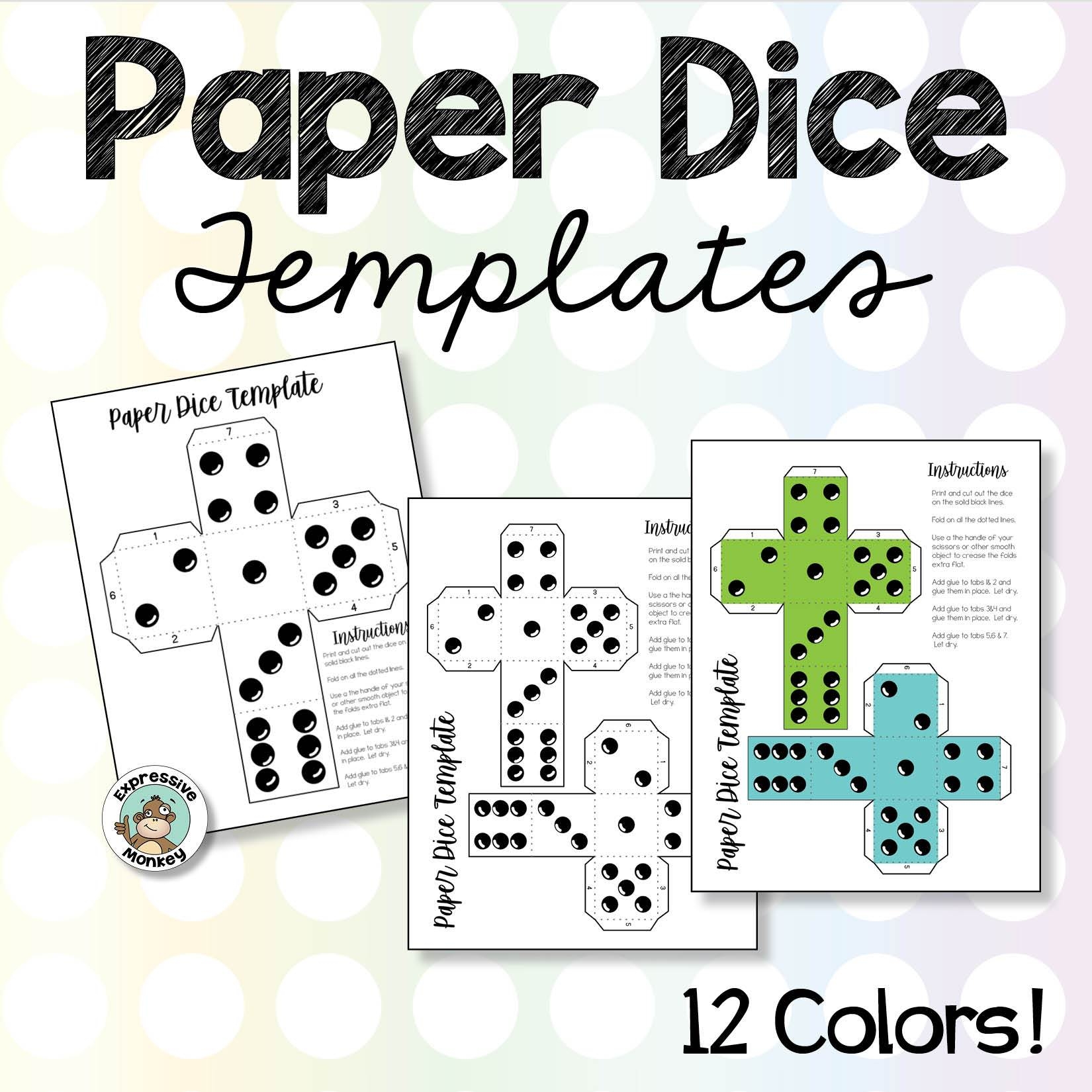 Printable Paper Dice Expressive Monkey