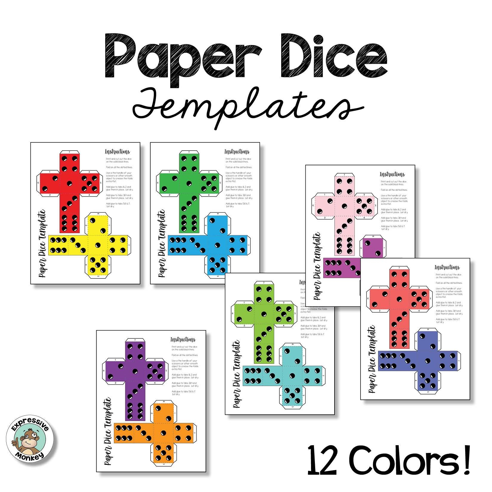 Printable Paper Dice Expressive Monkey