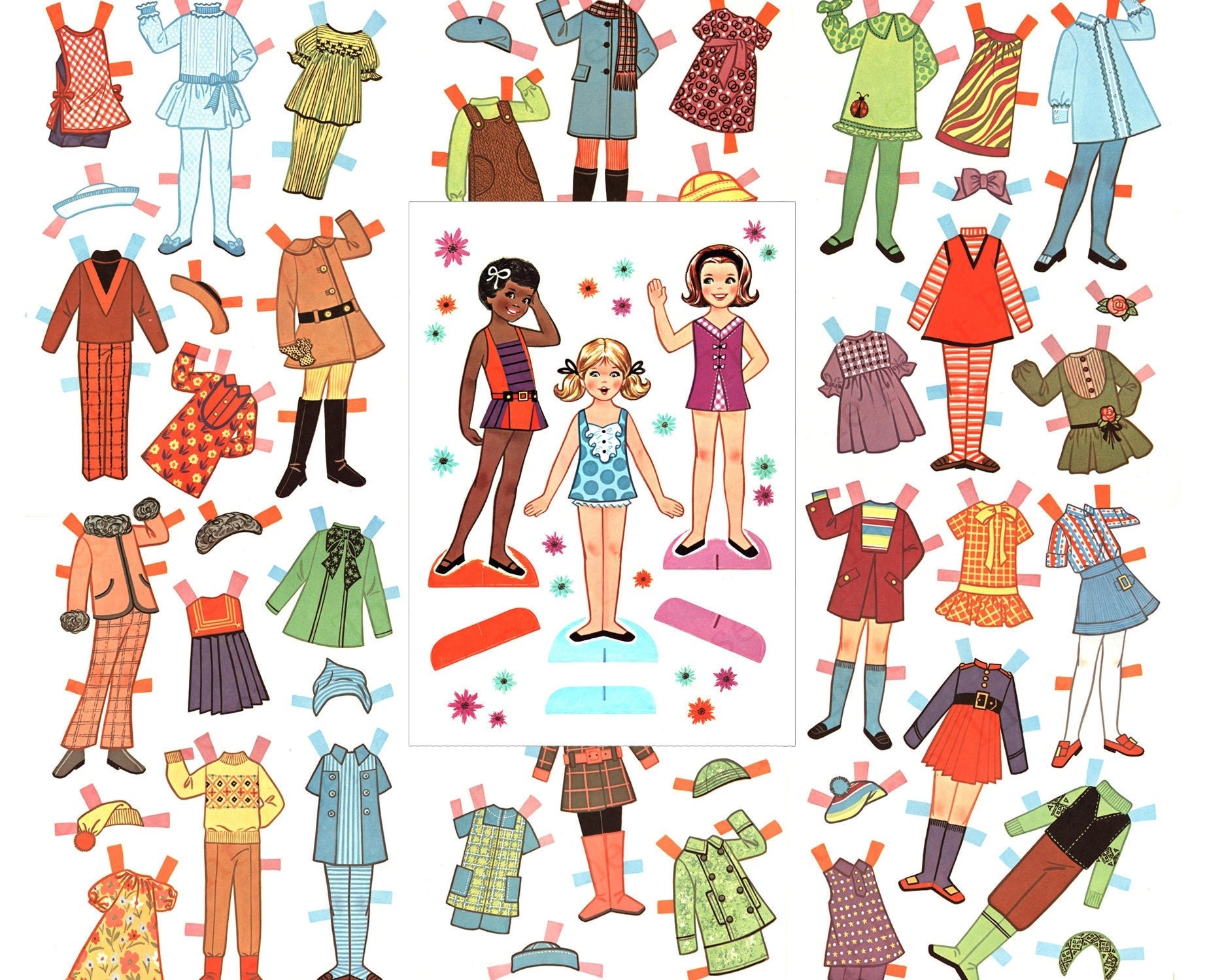 Printable Paper Doll Friends Children Kids Digital Download Image Etsy UK