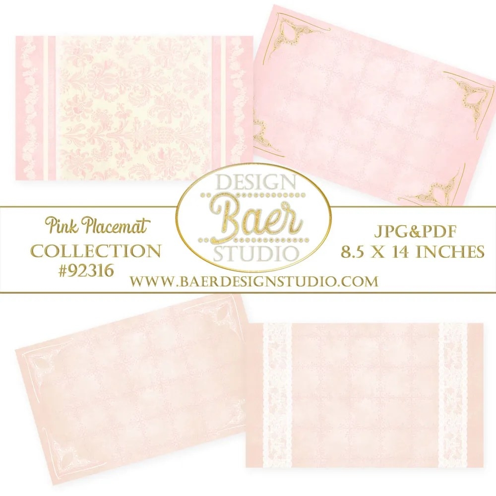 Printable Paper Placemats Pink Paper Placemat Instant Download Legal Size Baer Design Studio