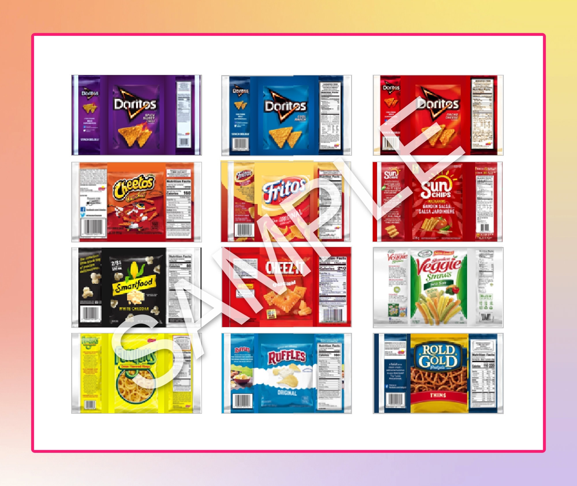 PRINTABLE Snack Sized Chip Bags For 1 3 Scale Dolls can Be Re scaled To Any Sized Dollhouse Etsy