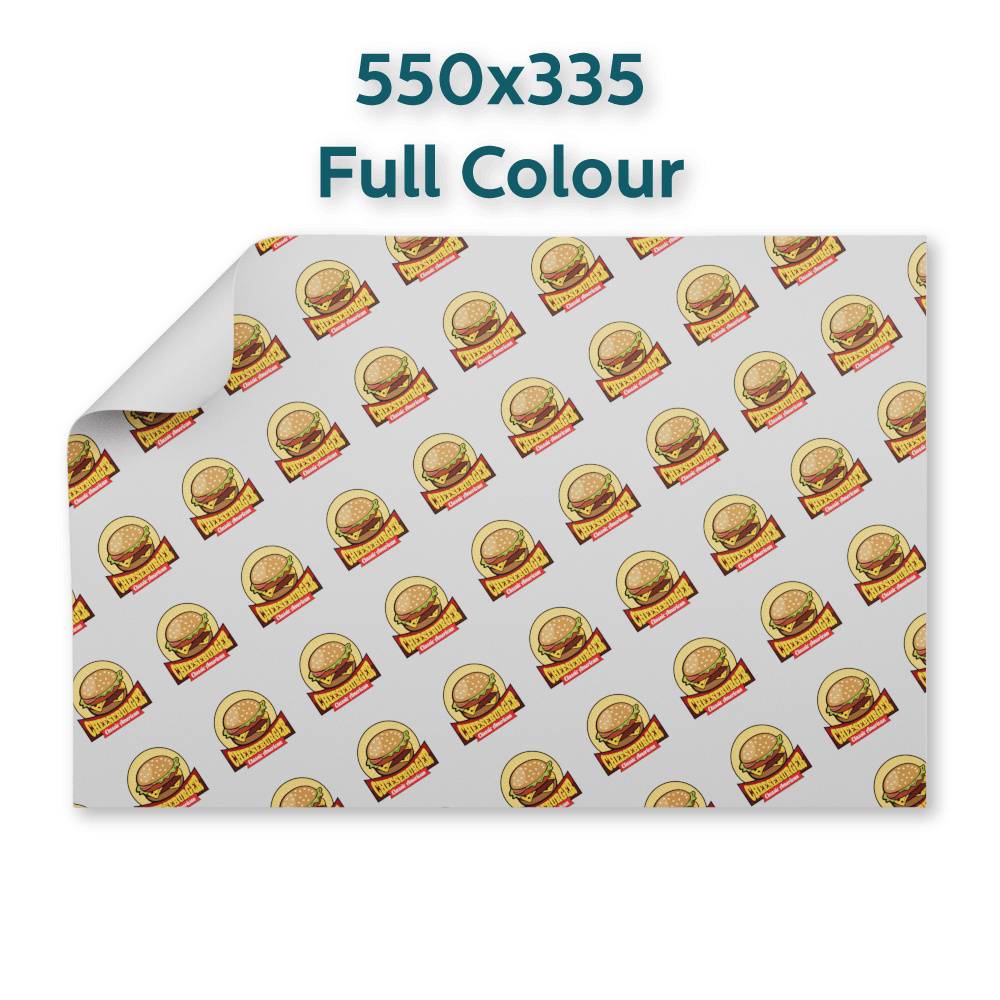 Printed Greaseproof And Food Wrap Paper 4 Colour Printed White Paper 500 X 335mm Branded Coffee Cups Custom Printed Re usable And Take away Coffee Cups