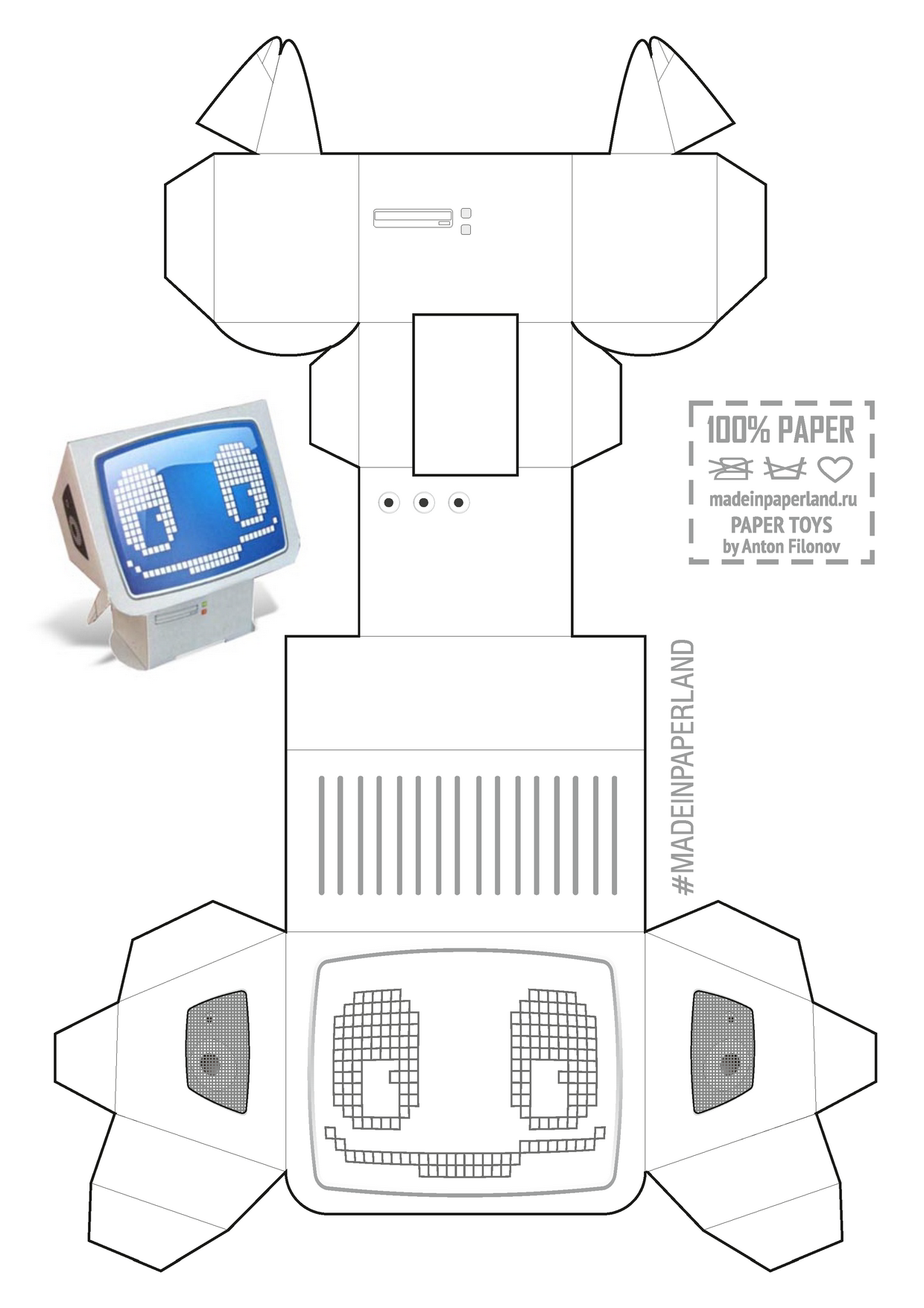 Robot Paper Model Free Printable Paper Models By Anton Filonov