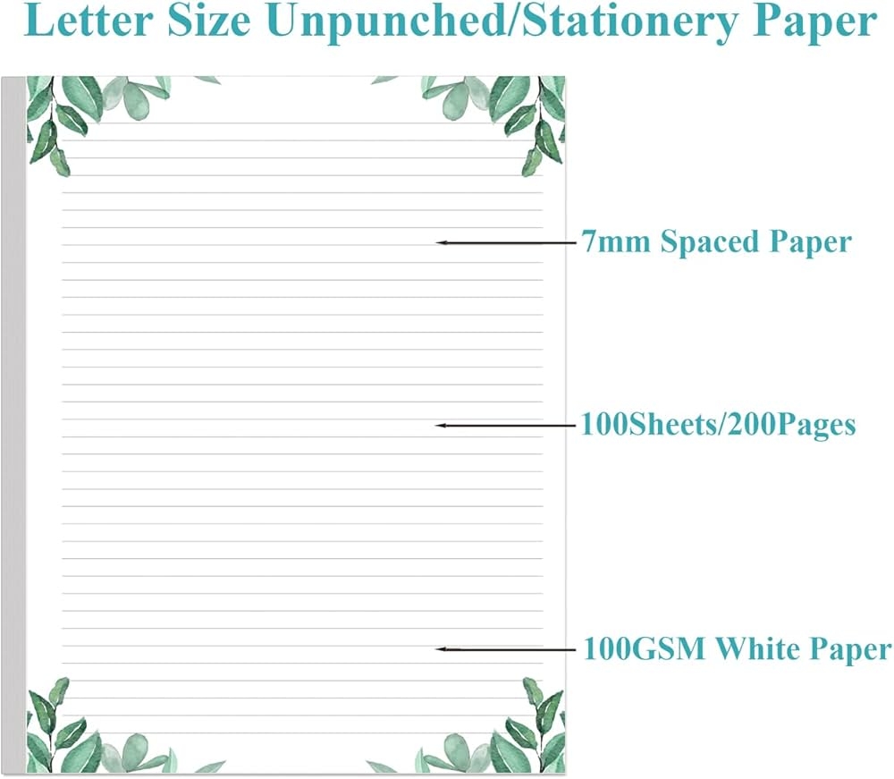 Ruled Stationery Paper Letter Size Unpunched Lined Filling Paper 100 Sheets 200 Pages Loose Sheets 100gsm White Paper 8 5 X 11 Inch Sheet Amazon de Stationery Office Supplies