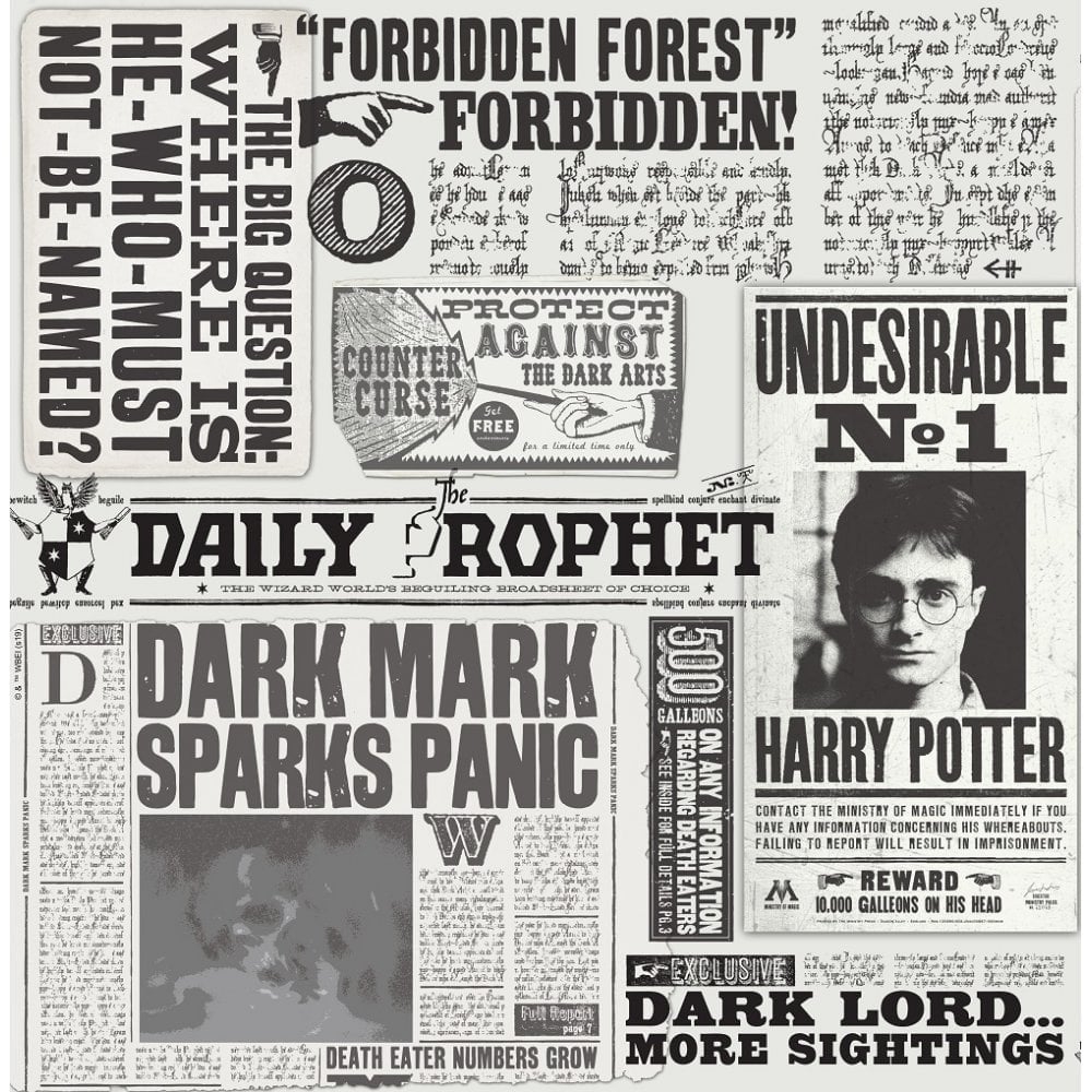 Sample Harry Potter Daily Prophet Newspaper Wizard Poster Mono Wallpap Sample From I Want Wallpaper UK