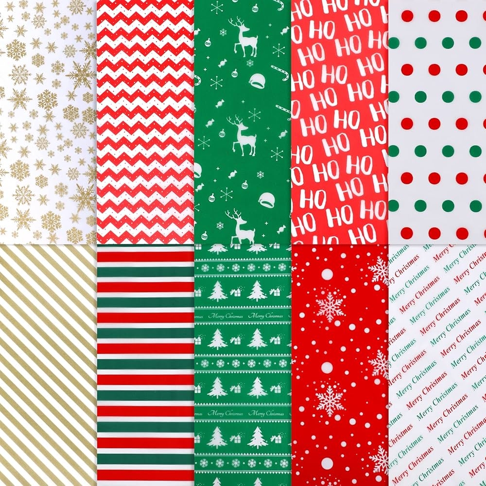 SANNIX 100 Sheets Christmas Tissue Paper Xmas Bulk Gift Wrapping Paper Bag For Christmas Gift Boxes DIY Crafts Birthday Holiday Decoration 49 7 13 8 Inches 10 Patterns Amazon de Home Kitchen
