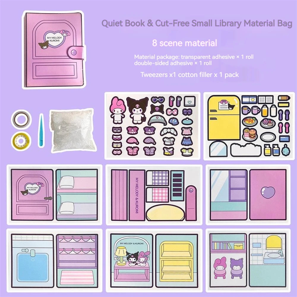 Sanrio DIY Quiet Book Kuromi Cinnamoroll Melody Handmade Semi Finished Products Toy Sticker Book Girl Gift Educational Toy AliExpress