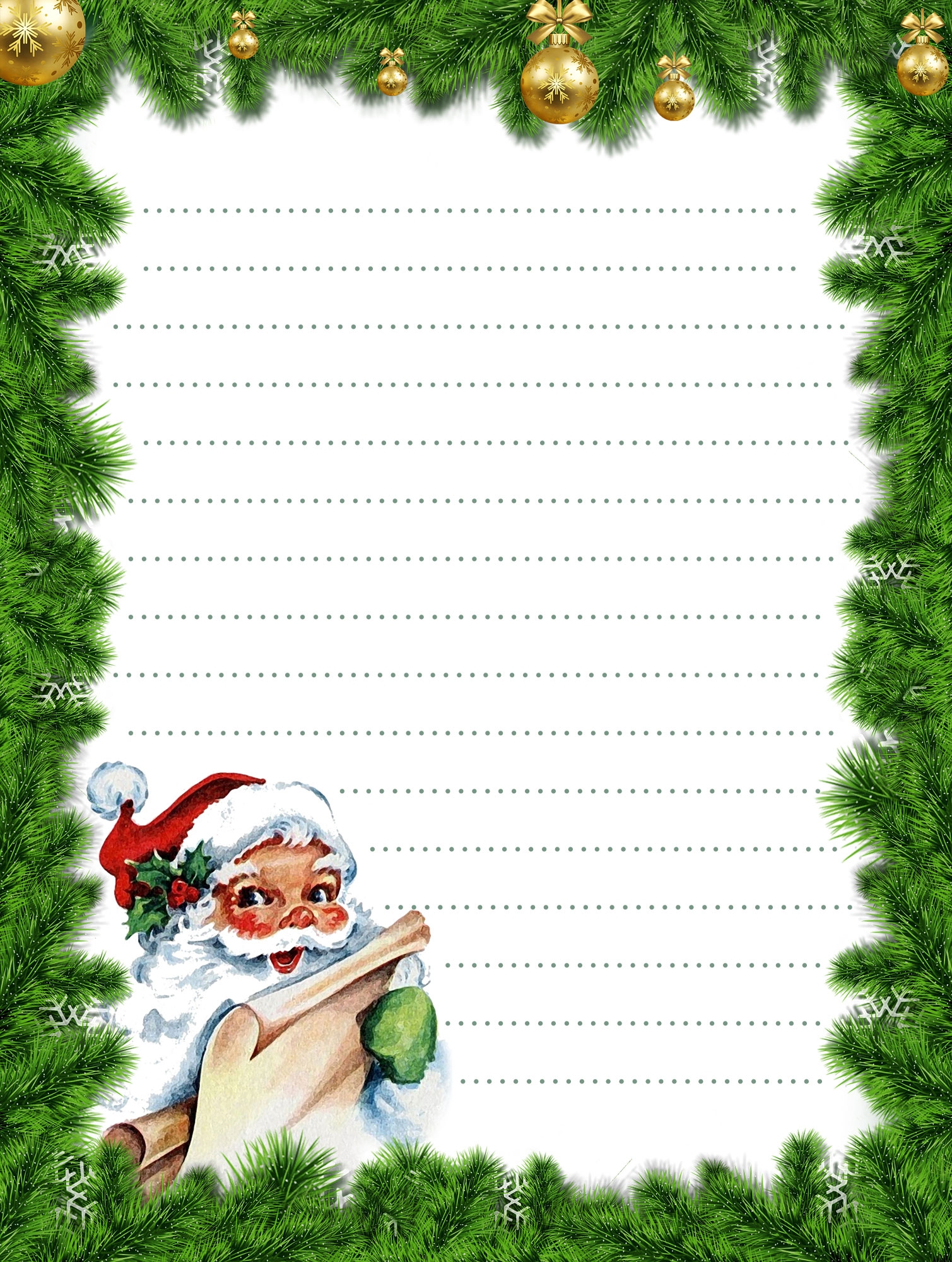 Santa And Christmas Tree Lined Christmas Notepaper Rooftop Post Christmas Printables