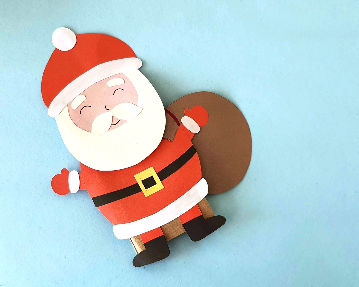 Santa Paper Bag Puppet Free Template Moms And Crafters