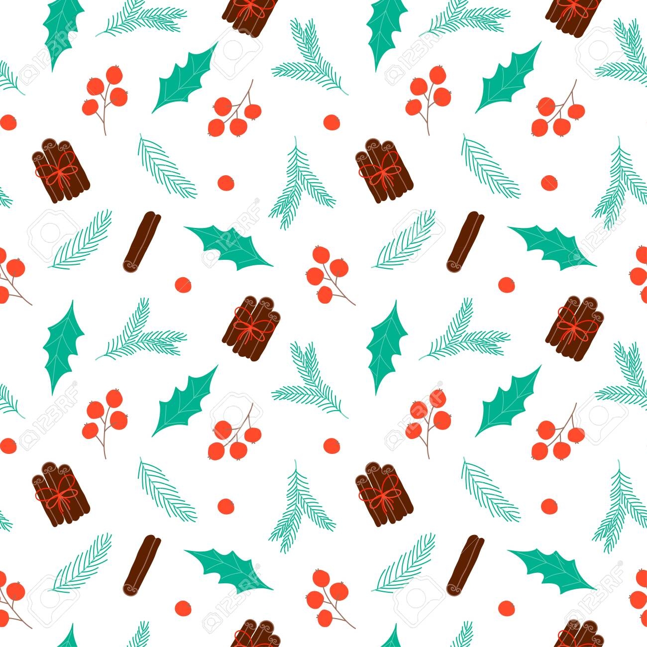 Seamless Pattern With Christmas Elements Design For Wallpaper Gift Printable Repeat Background Vector Illustration Royalty Free SVG Cliparts Vectors And Stock Illustration Image 137307656 