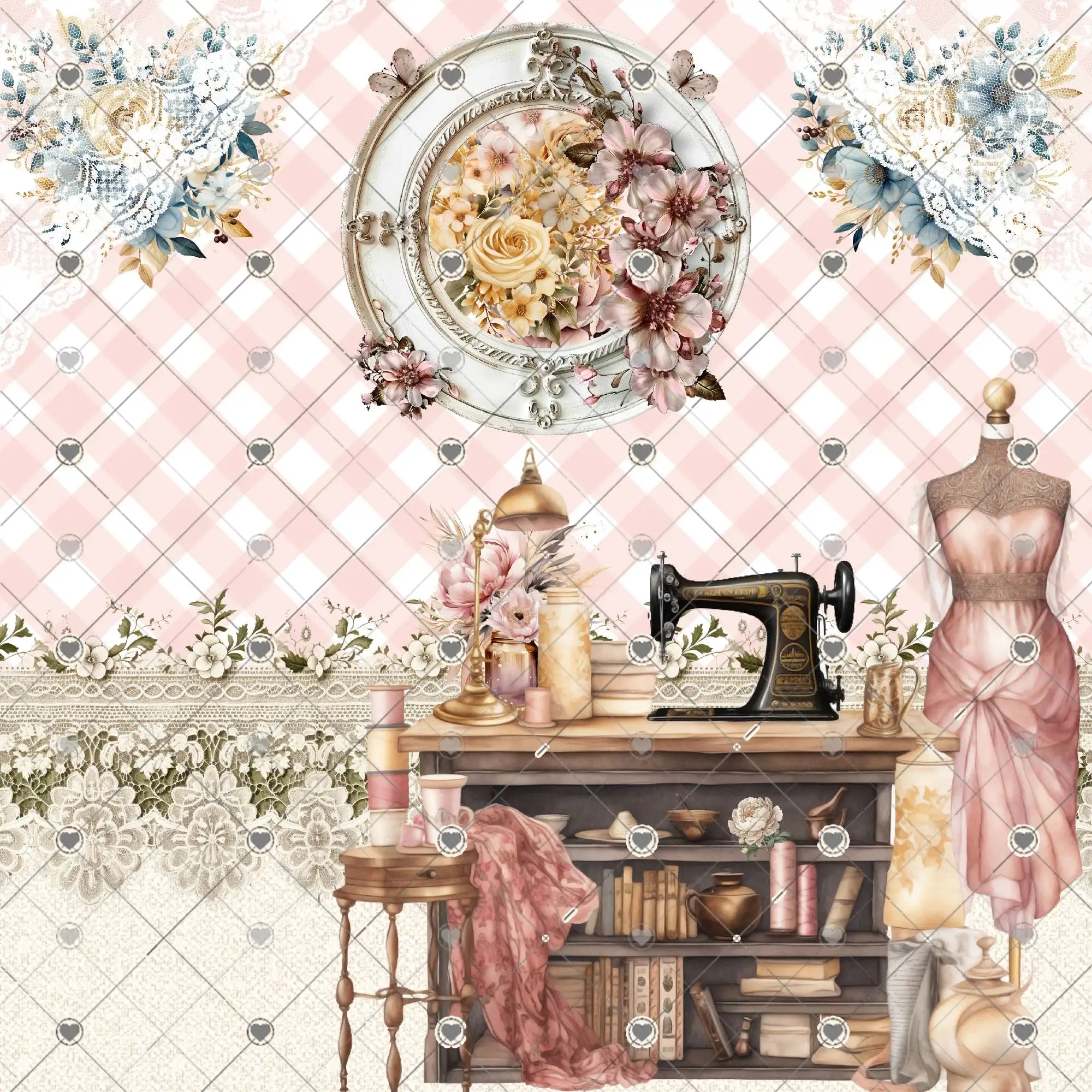 Sew Much Fun Digital Scrapbook Paper Pack Instant Download Decor8yourlife