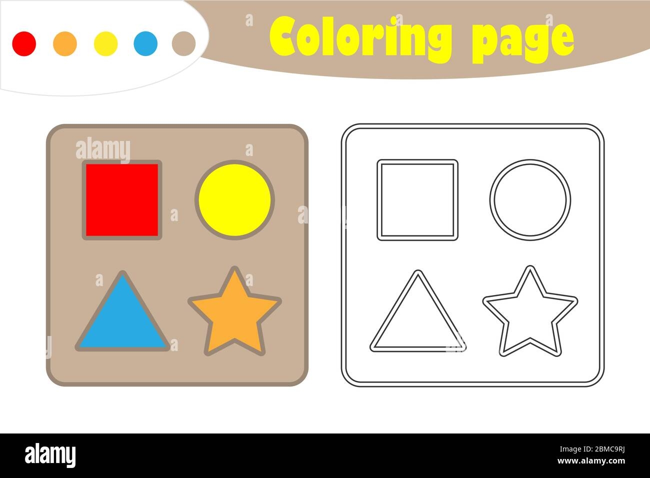 Shape Puzzle In Cartoon Style Coloring Page Education Paper Game For The Development Of Children Kids Preschool Activity Printable Worksheet Vect Stock Vector Image Art Alamy