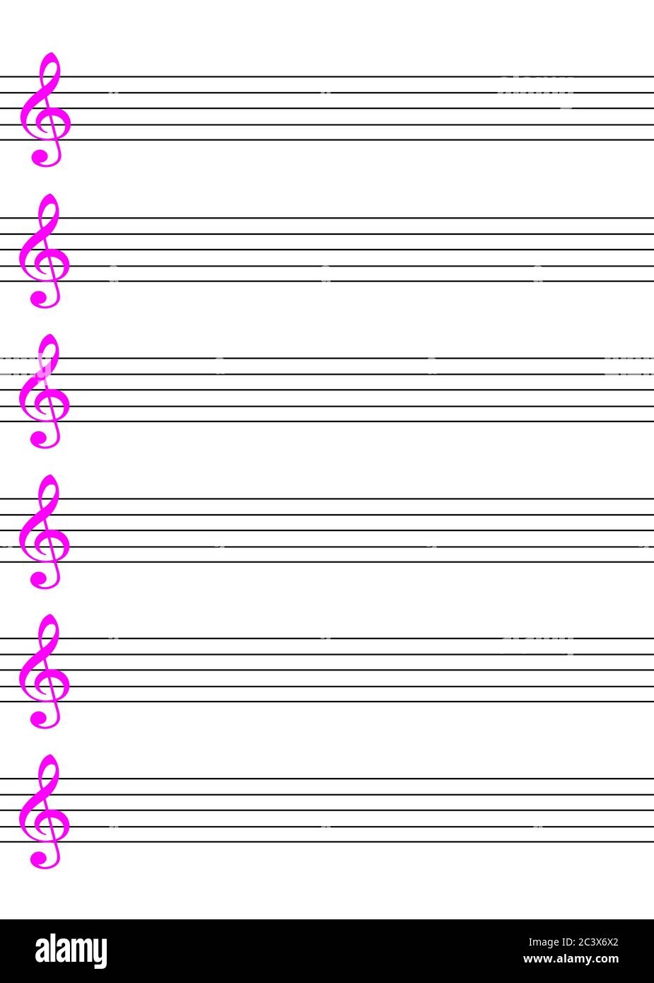 Sheet Music Paper With Treble Clef Stock Photo Alamy
