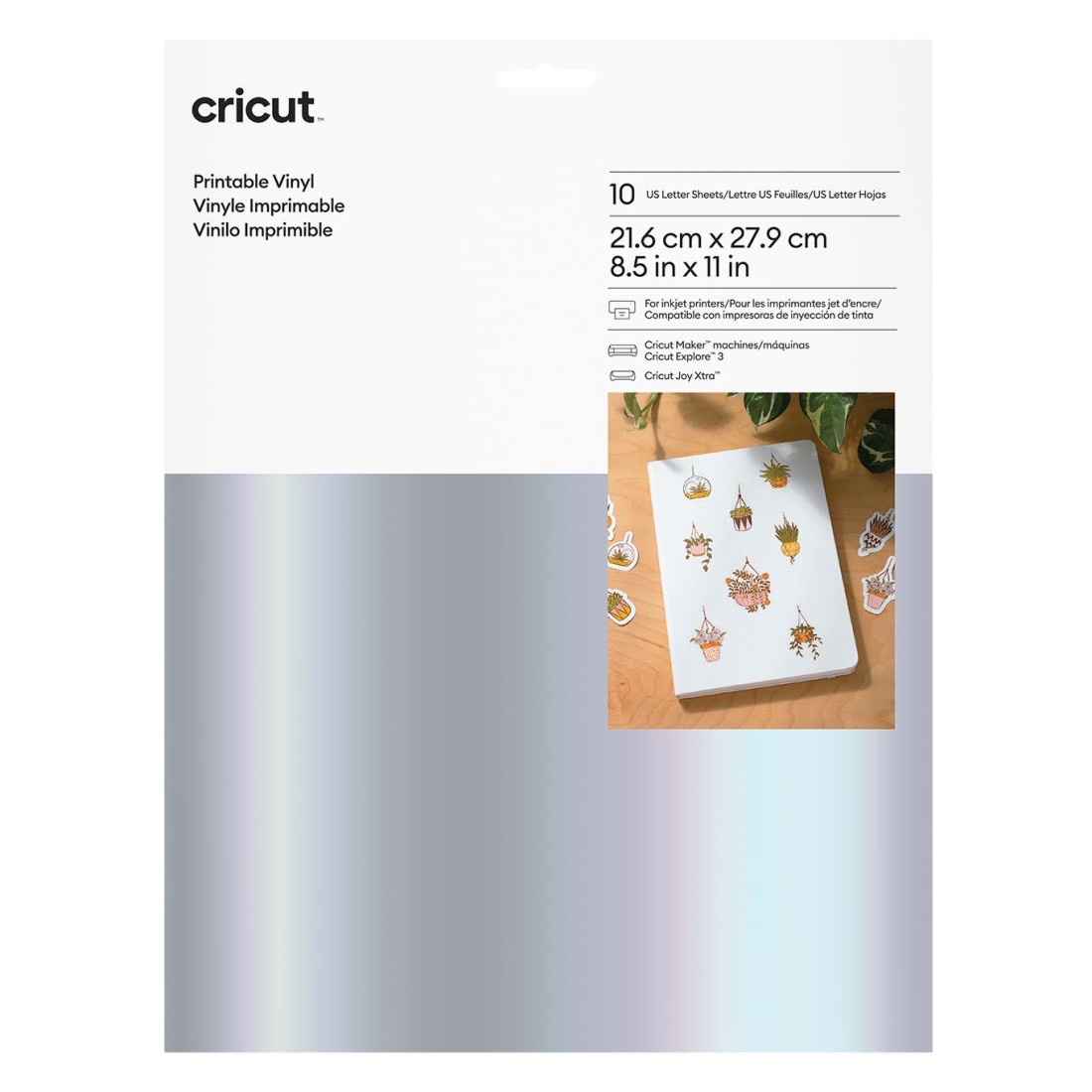 Silver Cricut Printable Vinyl 10 Sheets For Custom Stickers