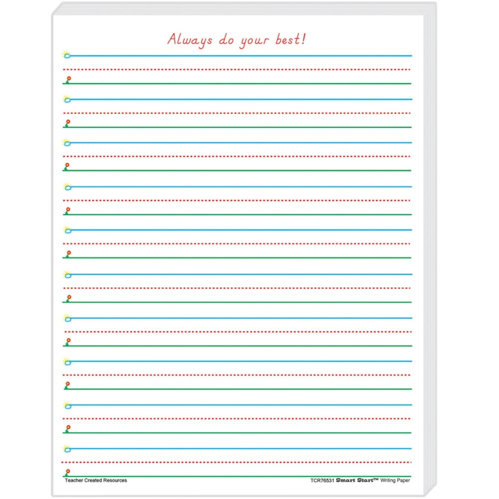 Smart Start 1 2 Writing Paper 100 Sheets TCR76531 Teacher Created Resources Handwriting Paper