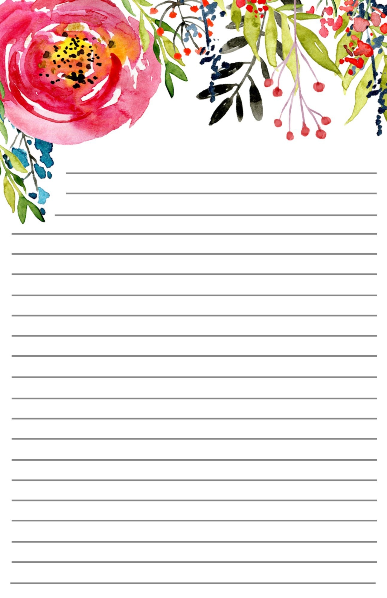 Free Printable Floral Stationery Paper