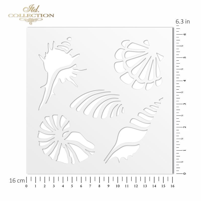Stencil 16x16 Cm Template Scrapbooking Decoupage ST0184 Shell Shells Seashell